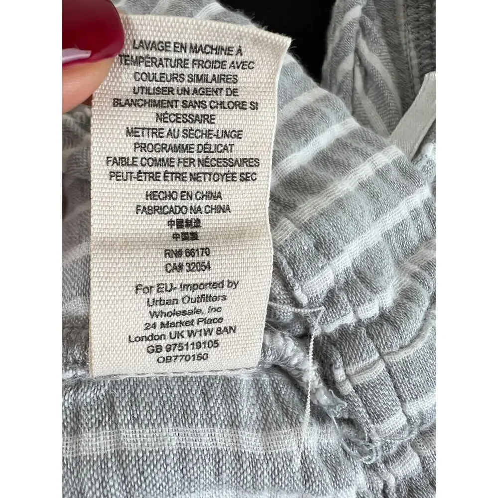 Free People Gray White Striped Button-Down Living Color Mini Dress Size M Medium